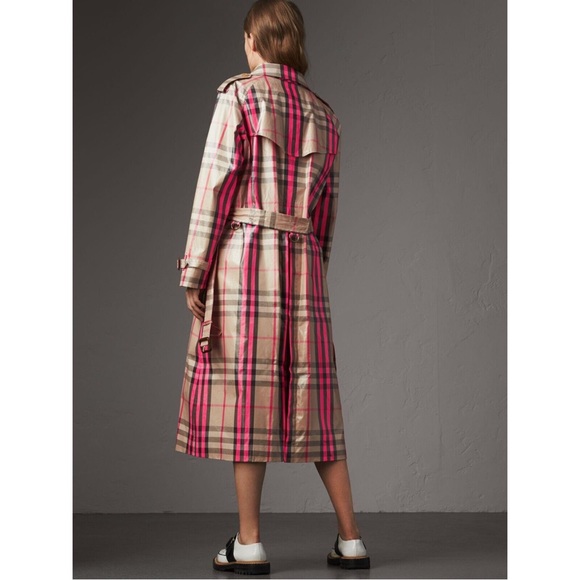 NWT $3690 Burberry Laminated Cotton-blend Gabardine Trench Coat In Pink Multi - Picture 4 of 13
